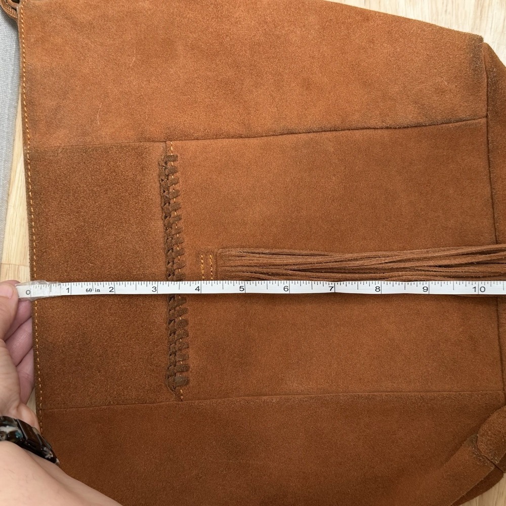 Lucky Brand Womens Brown Suede Leather Hobo Bag Tassel Purse Vintage Y2k Boho - Picture 15 of 16